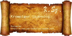 Krompiger Szabolcs névjegykártya